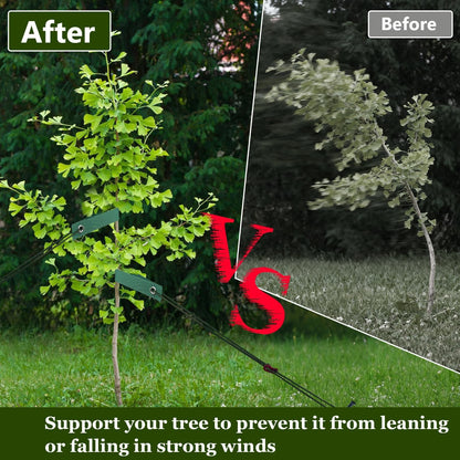 Tree Stakes and Supports, Heavy Duty Tree Stakes Kit Include 3Pcs Tree Straps for Staking, 3Pcs 12" Steel Spikes, and 39Ft Rope, Tree Supports for Young Tree Anti Strong Wind, Bad Weather