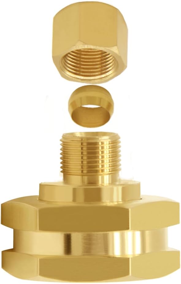 Brass US Standard Faucet Adapter Convert 3/4" GHT Female Garden Hose Thread to 1/4" OD Compression Tubing Adapter (Pack of 2)