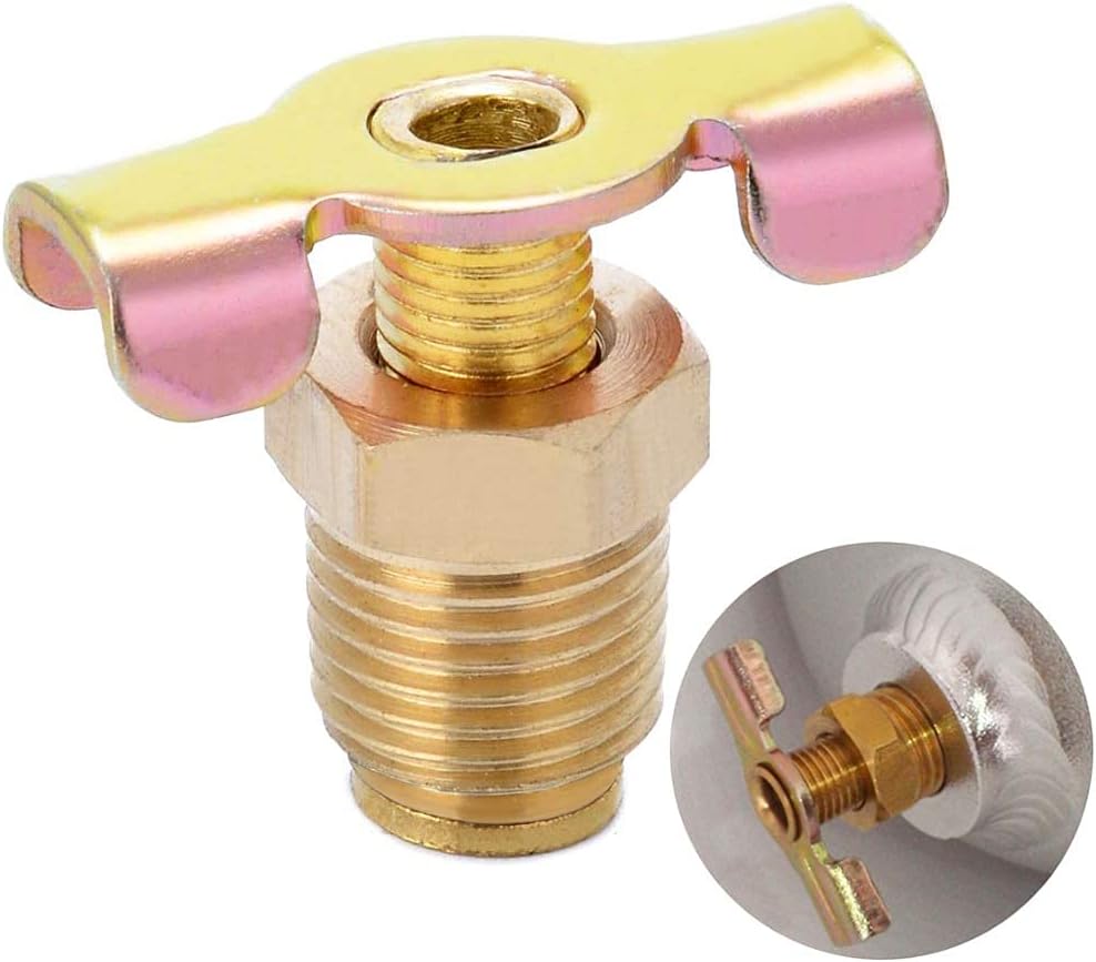 Brass Wing Style Drain Cock 1/4" NPT Male External Drain Switch Air Hose Fitting With Handle (Pack of 2)