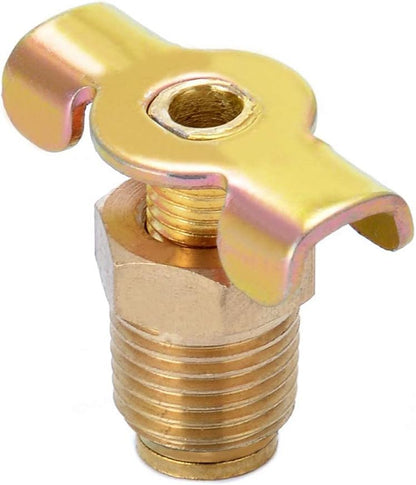 Brass Wing Style Drain Cock 1/4" NPT Male External Drain Switch Air Hose Fitting With Handle (Pack of 2)