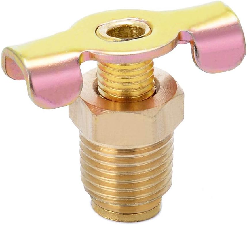 Brass Wing Style Drain Cock 1/4" NPT Male External Drain Switch Air Hose Fitting With Handle (Pack of 2)
