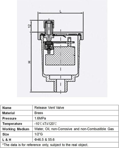 Brass Automatic Float Valve Kit 1/2"G Air Bleeder Release Vent Valve & 1/2"G Female × 1/2"NPT Male Pipe Fitting Connector Adapter