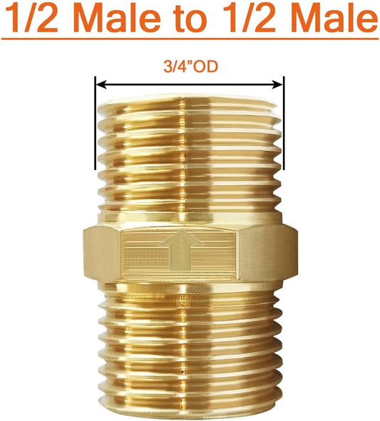 Brass Check Valve 1/2" Male to 1/2" Male Thread One Way Non Return Backflow Preventer Check Valves (Pack of 2)