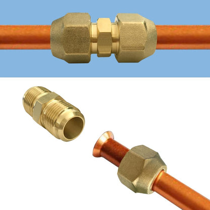 5PCS Brass 1/2" Flare Nut SAE 45 Degree Flare Tube Fitting for Air Conditioning Copper Pipe Extension Butt Copper Tube