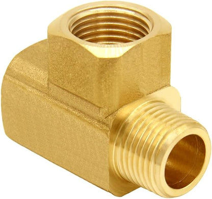 Brass Pipe Fitting Barstock Street Tee T 3 way NPT 3/8" Female × 3/8" Female × 3/8" Male Adapter (Pack of 2)