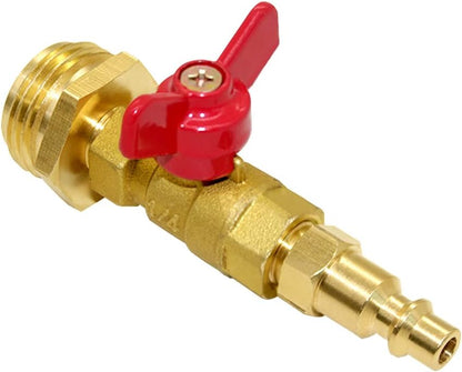 Brass Winterize Blowout Adapter Kit 1/4" Male Quick Connect to 3/4" Male or Female GHT Thread with Ball Valve Fitting (Pack of 2)