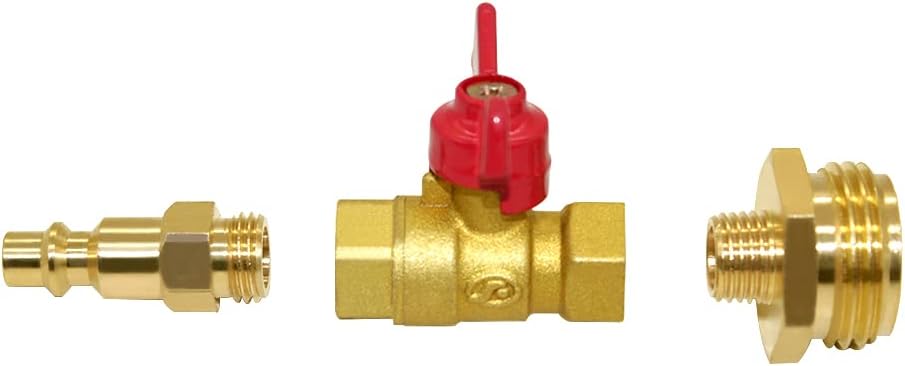 Brass Winterize Blowout Adapter Kit 1/4" Male Quick Connect to 3/4" Male or Female GHT Thread with Ball Valve Fitting (Pack of 2)