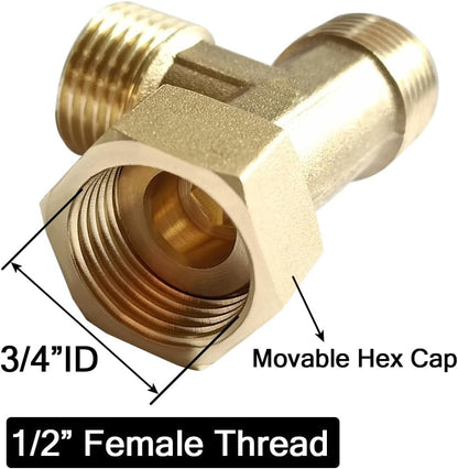 Brass G1/2" 3 Way Diverter, Tee Shape Hose Pipr Fitting Adapter Connector, for Angle Valve Hose, Bath Shower Arm, Toilet Bidet Sprayer, Bathtub Faucet