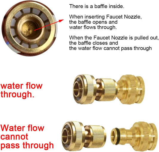 1/2" ID Hose Solid Brass Fitting Closed Flow Garden Tools Quick Repair Damaged Leaky Adapter Garden Water Irrigation Quick Connector (Pack of 2)