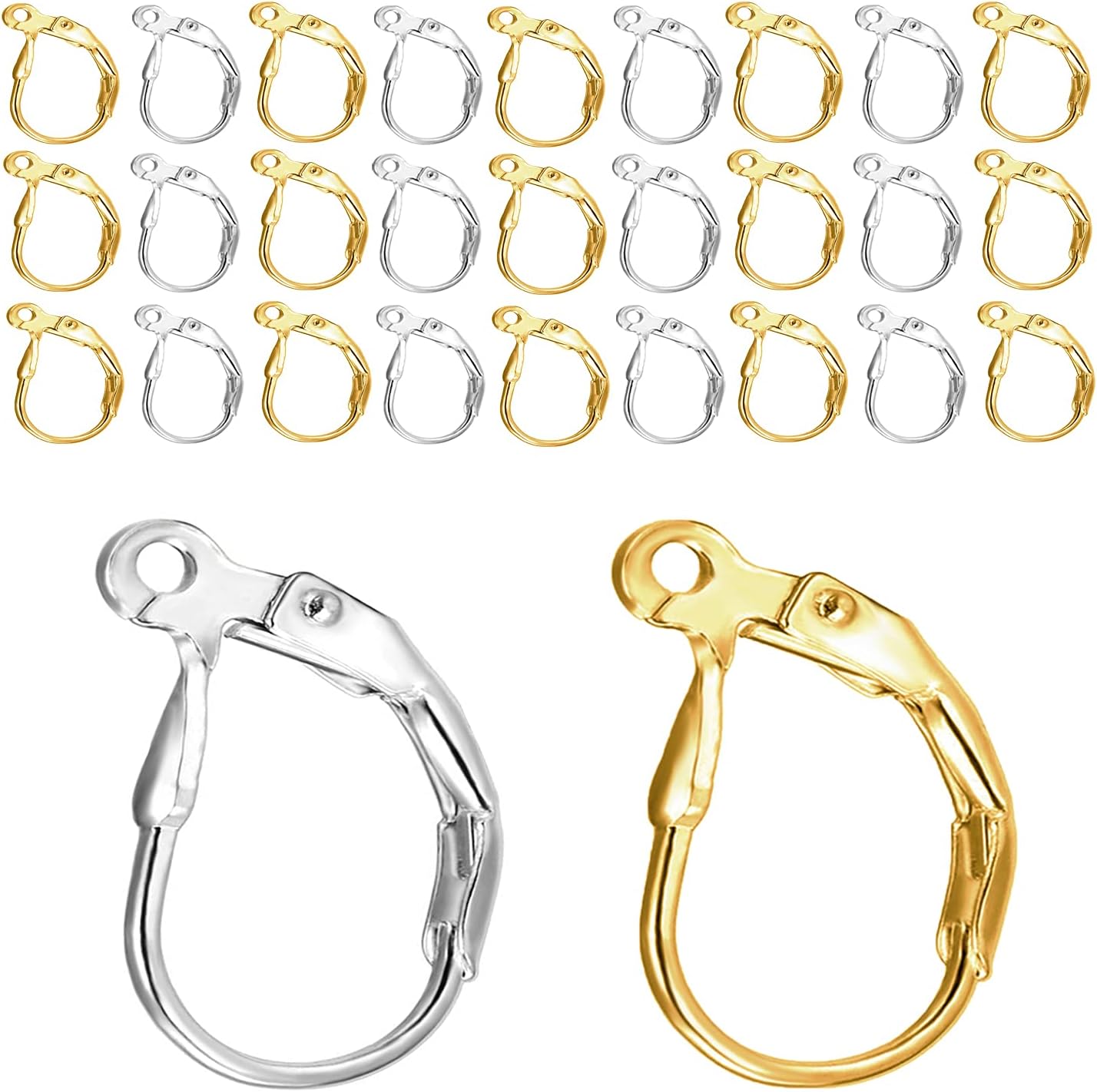 Leverback Earring Hooks 80pcs French Ear Wire Lever Back Earwire for Jewelry Making Crafting (Gold and Silver)