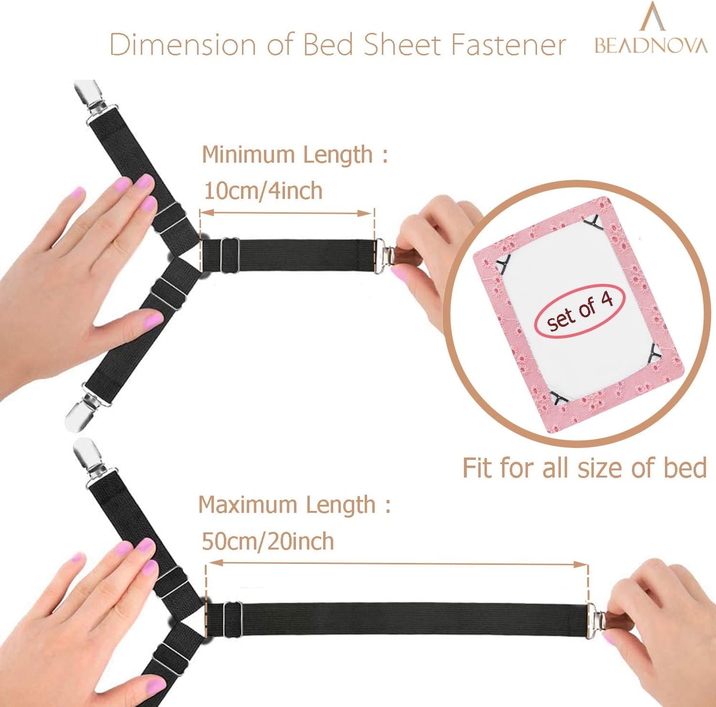 Bed Sheet Straps 4 Pcs Triangle Bed Sheet Holders Fitted Sheet Clips Adjustable Sheet Suspenders Mattress Fasteners Gripper Corner Clips for Bed Mattress Cover Fitted Bed Sheets Sofa Cushion