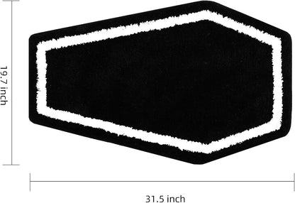 Halloween Decor Black Coffin Bath Mat for Bathroom, Cute Gothic Halloween Decoration Black Bathroom Rug Non Slip Cartoon Bath Rug Bathroom Mat Plush Shower Rugs Washable Black White.