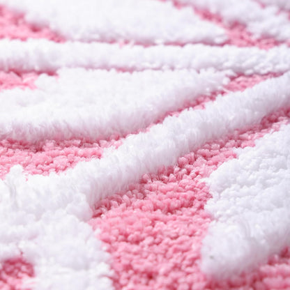 Pink Christmas Decor Snowflake Bathroom Rug, Snowflake Welcome Mat Non Slip Round Shaped Washable Bathtub Rug Bathroom Tub Kitchen Rug Decoration