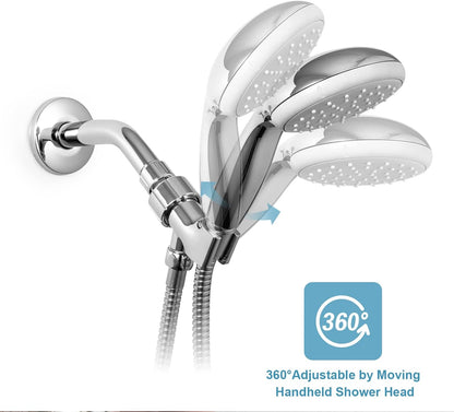 Shower Head Holder for Handheld Shower Head, Adjustable Shower Arm Mount for Connecting Shower Arm and Shower Hose, 1/2 Inch IPS Female Inlet and Male Outlet, Chrome Finish