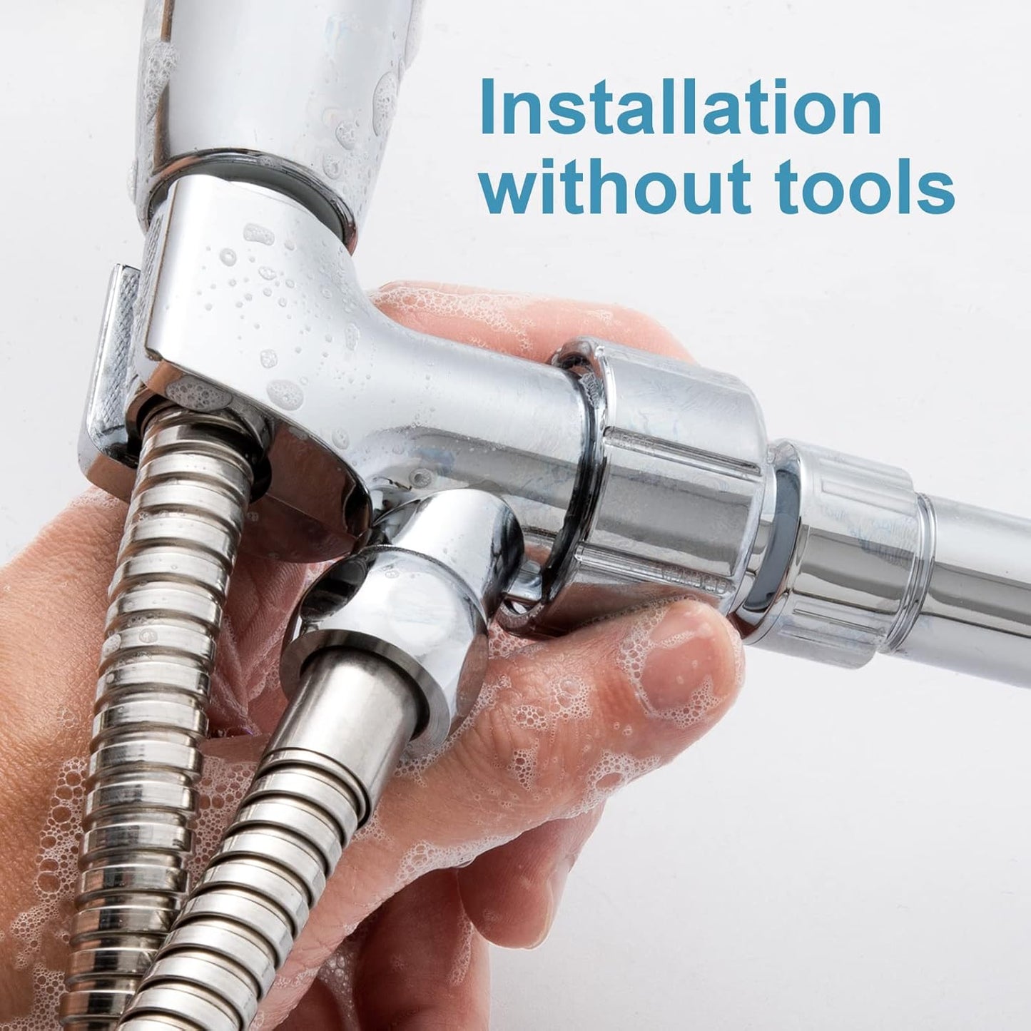 Shower Head Holder for Handheld Shower Head, Adjustable Shower Arm Mount for Connecting Shower Arm and Shower Hose, 1/2 Inch IPS Female Inlet and Male Outlet, Chrome Finish