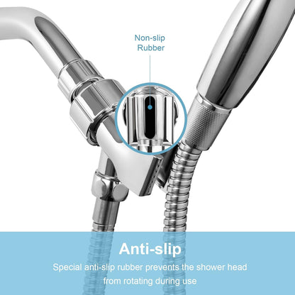 Shower Head Holder for Handheld Shower Head, Adjustable Shower Arm Mount for Connecting Shower Arm and Shower Hose, 1/2 Inch IPS Female Inlet and Male Outlet, Chrome Finish