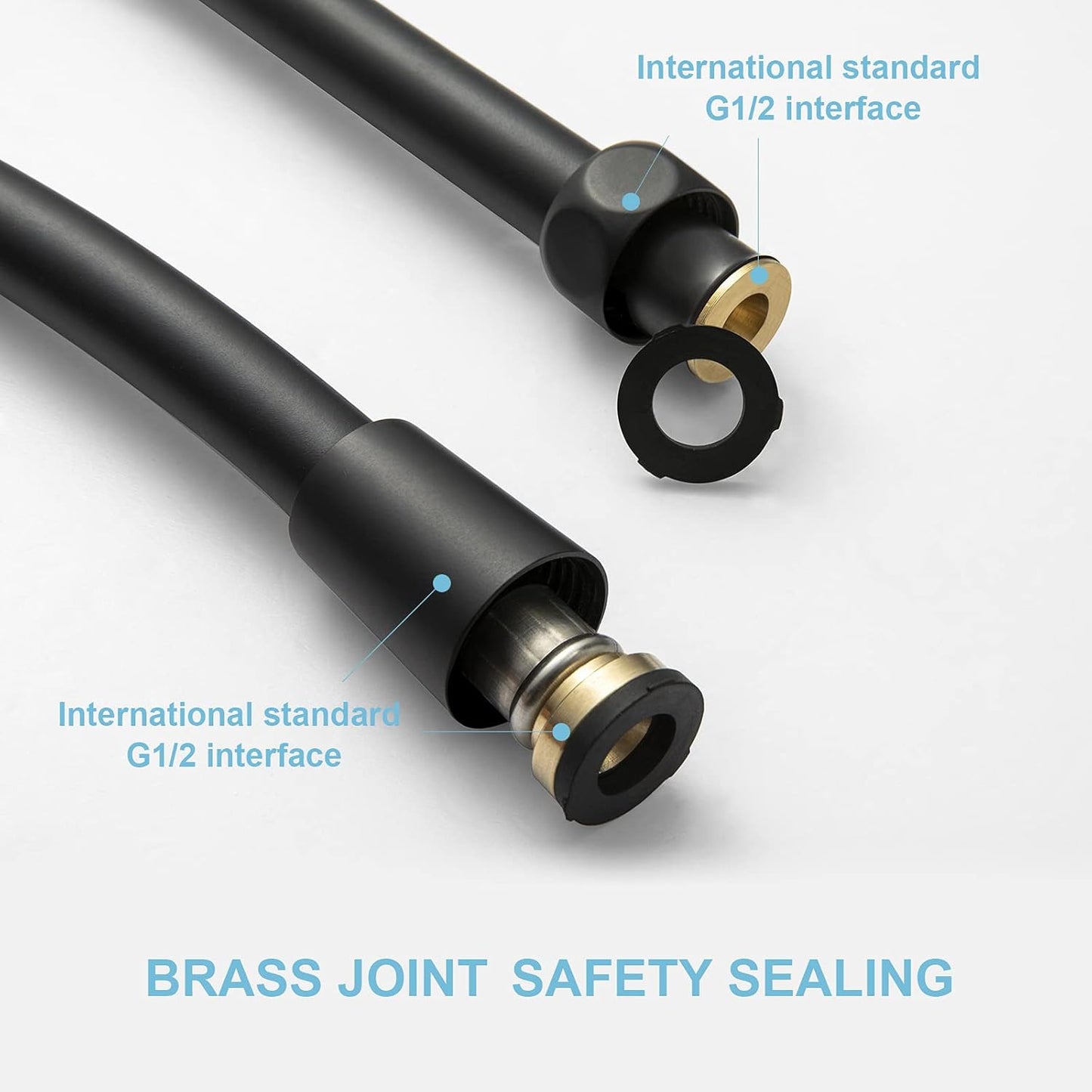 Ultra-Flex Shower Hose, Premium RV PVC Handheld Shower Head Hose Flex Hoses Extension with Brass Insert and Nut for Bathing Pet Bathing, 60 in Matte Black