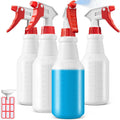 Spray Bottles (4 Pack, 24 Oz) Refillable Empty Plastic Water Spraying Bottle for Cleaning Solutions, Hair Spray, Car Detail, Watering Plants, Heavy Duty Mist Stream Sprayer with Measurement.