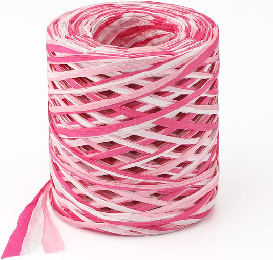 Valentine's Day Raffia Ribbon, 524 Feet Pink Paper Gift Ribbon for Gift Wrapping, Decorating, Crafts, DIY Projects, Festivals, Parties