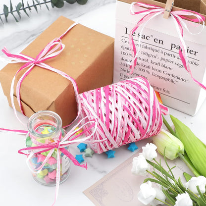 Valentine's Day Raffia Ribbon, 524 Feet Pink Paper Gift Ribbon for Gift Wrapping, Decorating, Crafts, DIY Projects, Festivals, Parties