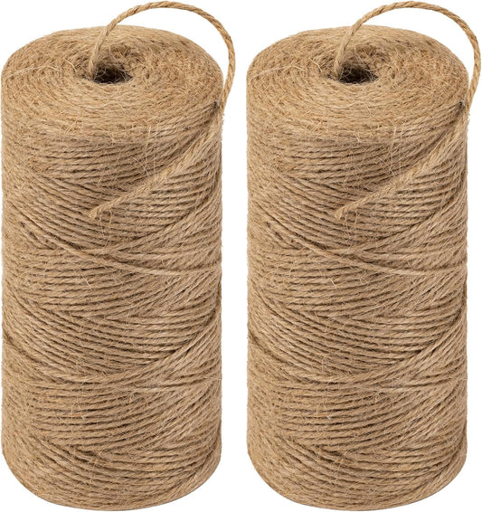 Twine String 1312 Feet Long Jute Twine Hemp Rope for Gardening Crafts Giftwares Wrapping Packing Wedding Decor, Brown 2 Rolls
