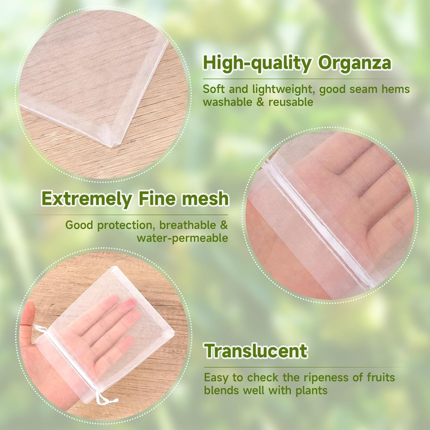 Fruit Protection Bags - 100PCS Nets, 4x6 Inch, White, Mesh Bags for Fruit & Vegetables