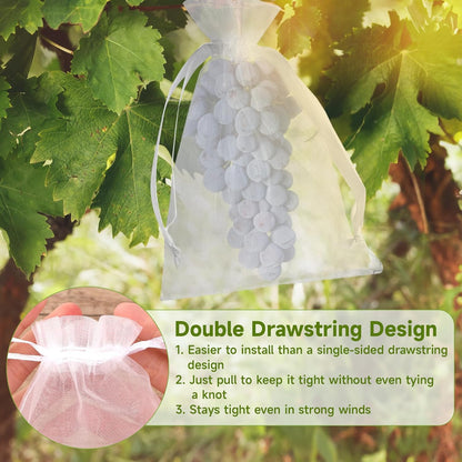 Fruit Protection Bags - 100PCS Nets, 4x6 Inch, White, Mesh Bags for Fruit & Vegetables