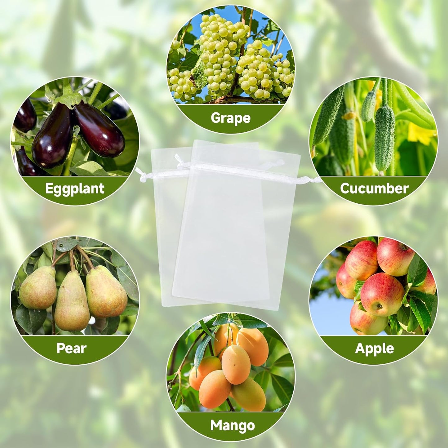 Fruit Protection Bags - 100PCS Nets, 4x6 Inch, White, Mesh Bags for Fruit & Vegetables