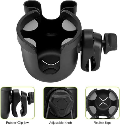 2-in-1 Walker Cup Holder with Phone Holder, Wheelchair Cup Holder, Rollator Cup Holder, Cup Phone Holder for Walker, Wheelchair, Rollator, Mobility Scooter.