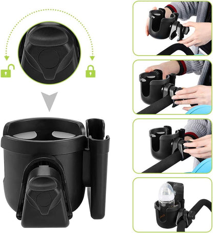 2-in-1 Walker Cup Holder with Phone Holder, Wheelchair Cup Holder, Rollator Cup Holder, Cup Phone Holder for Walker, Wheelchair, Rollator, Mobility Scooter.