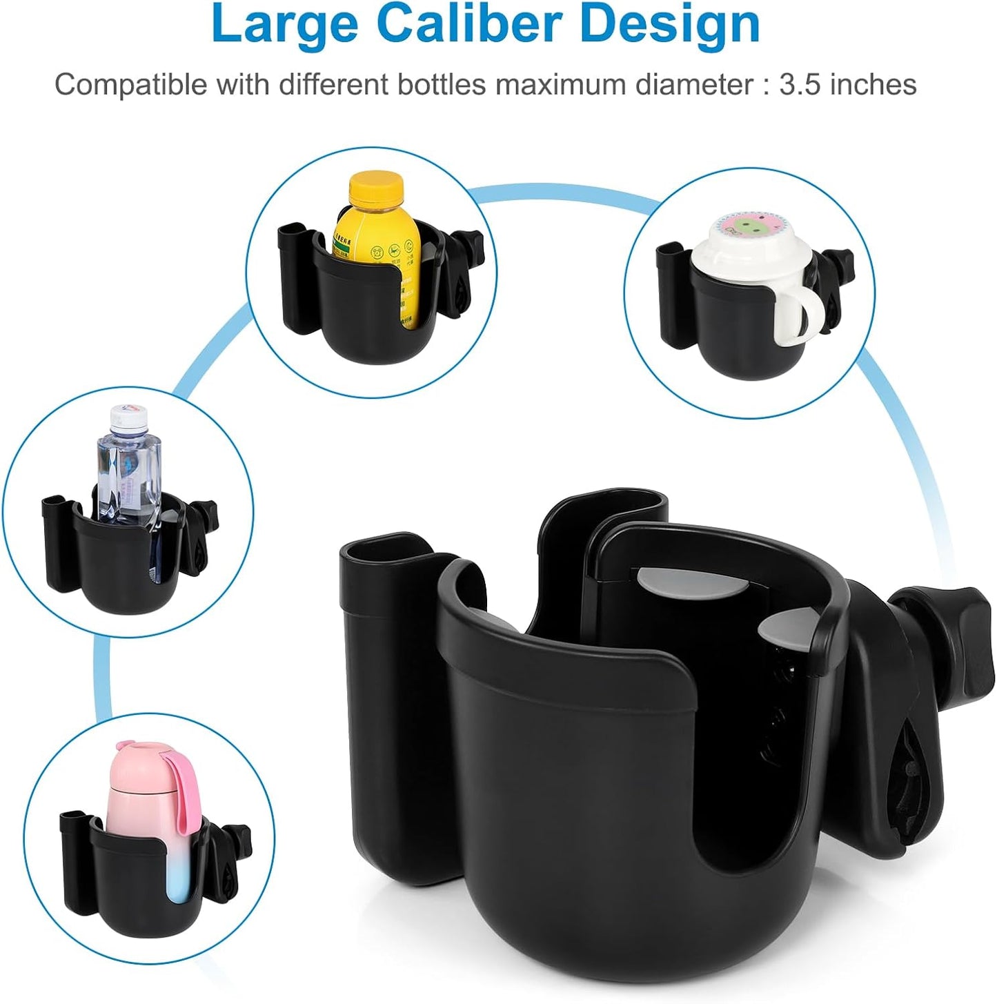 2-in-1 Walker Cup Holder with Phone Holder, Wheelchair Cup Holder, Rollator Cup Holder, Cup Phone Holder for Walker, Wheelchair, Rollator, Mobility Scooter.