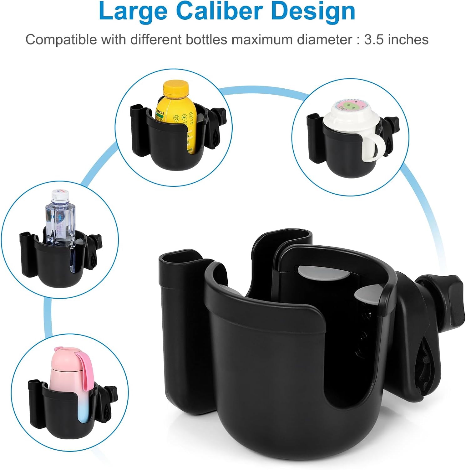 2-in-1 Walker Cup Holder with Phone Holder, Wheelchair Cup Holder, Rollator Cup Holder, Cup Phone Holder for Walker, Wheelchair, Rollator, Mobility Scooter.