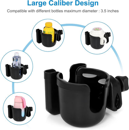 2-in-1 Walker Cup Holder with Phone Holder, Wheelchair Cup Holder, Rollator Cup Holder, Cup Phone Holder for Walker, Wheelchair, Rollator, Mobility Scooter.