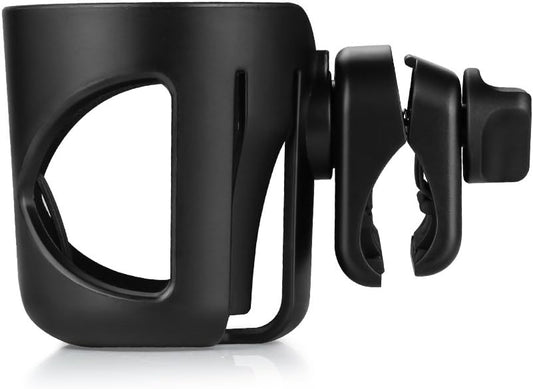 Universal Cup Holder, Stroller Cup Holder, 360Â° Rotatable Large Caliber Designed Bottle Holder for Stroller, Bike, Wheelchair, Walker, Scooter, Black.