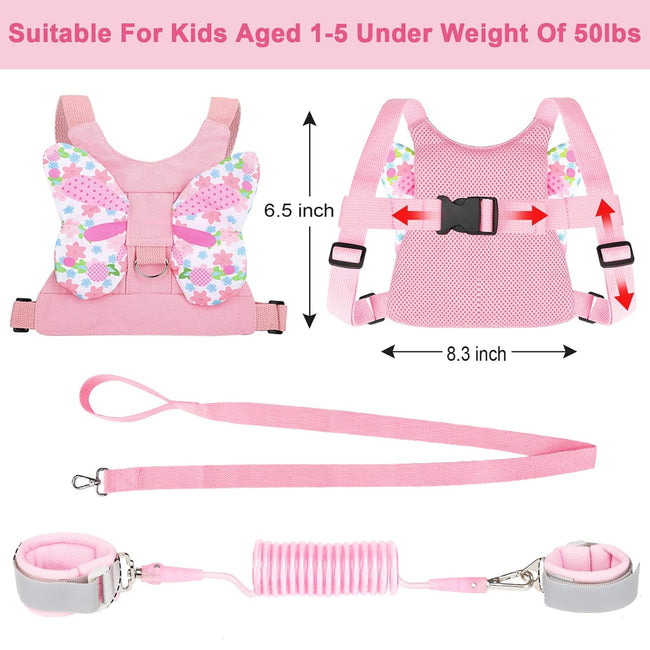 3 in 1 Toddler Harness Leashes + Anti Lost Wrist Link, Kids Harness Children Leash for Girls, Child Anti Lost Leash Baby Cute Harness Belt Strap Hold Kids Close While Walking Main Image