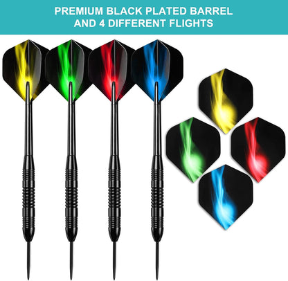 Darts Metal Tip Set, 12 Pack Steel Tip Darts Darts Set 24Grams Professional Metal Darts