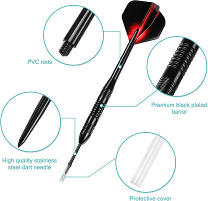 Darts Metal Tip Set, 12 Pack Steel Tip Darts Darts Set 24Grams Professional Metal Darts
