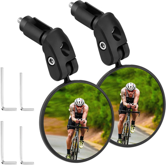 2pcs Bike Mirror, Bar End Bicycle Riding Rearview Mirrors for Handlebars, Adjustable 360 Degree Rotatable Convex Mirror for Mountain Road Bikes.