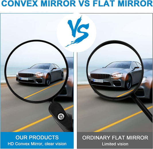 2pcs Bike Mirror, Bar End Bicycle Riding Rearview Mirrors for Handlebars, Adjustable 360 Degree Rotatable Convex Mirror for Mountain Road Bikes.