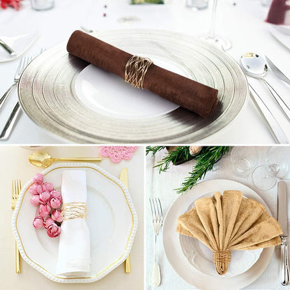 Napkin Rings, Metal Gold Round Napkin Rings Buckles for Table Decorations, Wedding, Dinner, Party, Set of 6