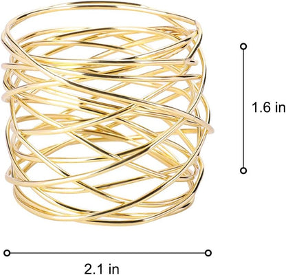 Napkin Rings, Metal Gold Round Napkin Rings Buckles for Table Decorations, Wedding, Dinner, Party, Set of 6