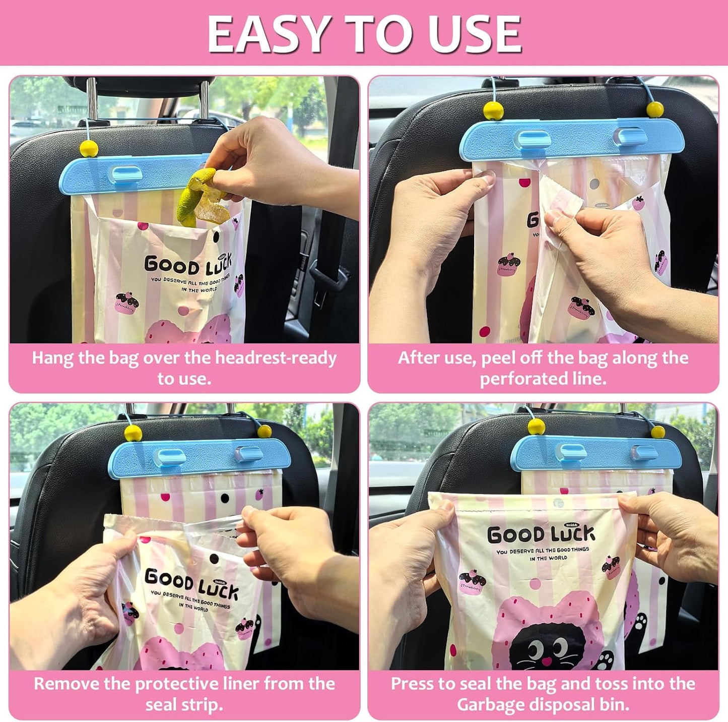 Disposable Car Trash Bag, 20 Pcs Car Garbage Bag Hanging Vehicle Trash Can Auto Rubbish Pouch Dustbin Bags Garbage Container Car Accessories, Leakproof, Smellproof, Portable for Women & Adults