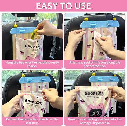 Disposable Car Trash Bag, 20 Pcs Car Garbage Bag Hanging Vehicle Trash Can Auto Rubbish Pouch Dustbin Bags Garbage Container Car Accessories, Leakproof, Smellproof, Portable for Women & Adults