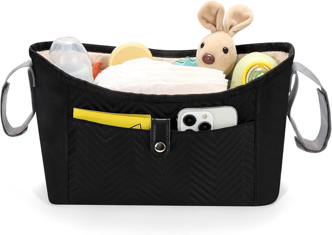 Universal Stroller Organizer, Stroller Bag Stroller Caddy Organizer, Stroller Accessories Fits for Uppababy, Baby Jogger, Nuna, Doona, Britax Strollers, Black Hover Image