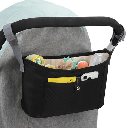 Universal Stroller Organizer, Stroller Bag Stroller Caddy Organizer, Stroller Accessories Fits for Uppababy, Baby Jogger, Nuna, Doona, Britax Strollers, Black