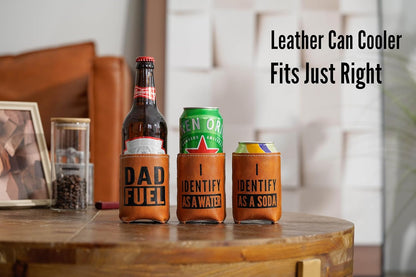 Funny Birthday Gifts for Men - Gag & Retirement Gift Ideas for Dad Husband Boyfriend : I Identify As A Water Faux Leather Can Cooler Sleeve