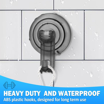 Suction Cup Hooks for Shower, Powerful Vacuum Shower Hook for Towel, Robe, Loofah - Reuseable and Removeable Bathroom Hook, Gray, 6 Pack