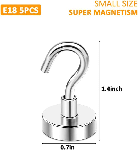 5pcs 20lbs Magnetic Hooks, Refrigerator Magnets, Extra Strong Cruise Hook for Hanging, Adhesive Hooks, No Drilling