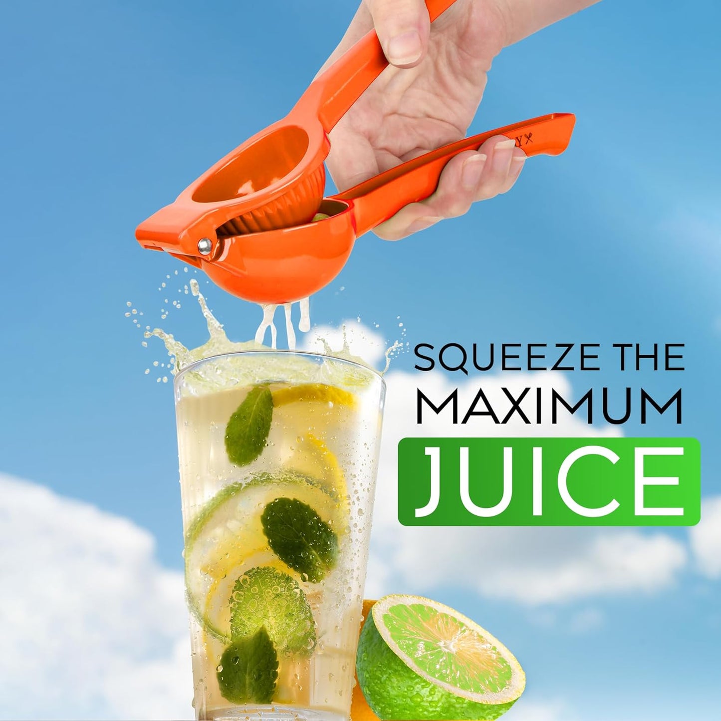 Orange Squeezer - Single Bowl Metal Citrus Juicer Extracts Oranges In Seconds - Easy To Squeeze Manual Press Juicer
