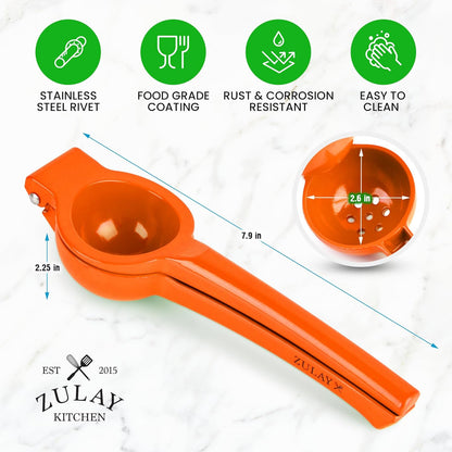 Orange Squeezer - Single Bowl Metal Citrus Juicer Extracts Oranges In Seconds - Easy To Squeeze Manual Press Juicer
